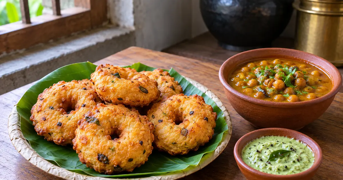 Golden Odia Biri Bara served with ghuguni and chutney
