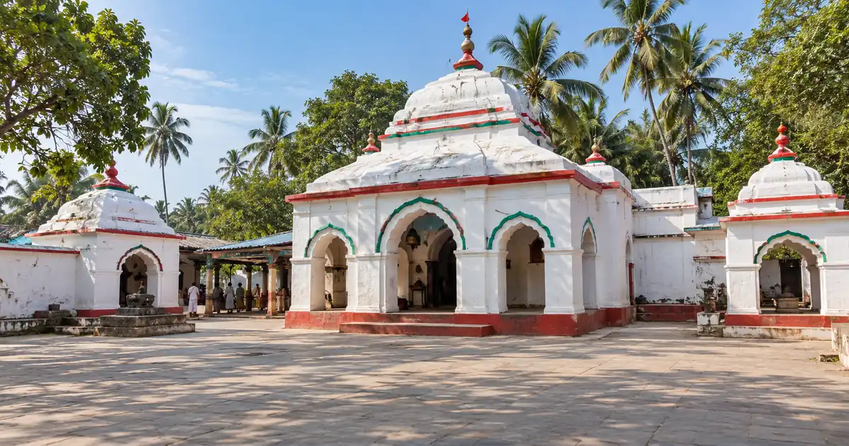 Illustrative white shrine buildings and courtyard at Chandaneswar Temple in Balasore