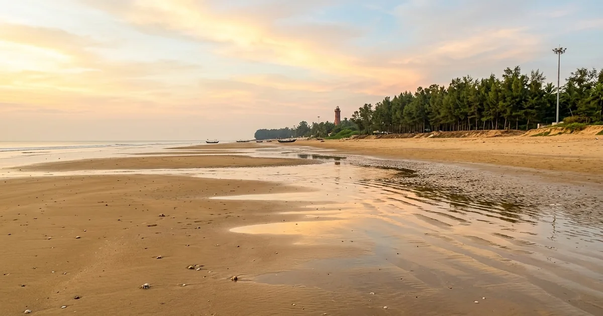 Illustrative low-tide view of Chandipur’s broad exposed shoreline