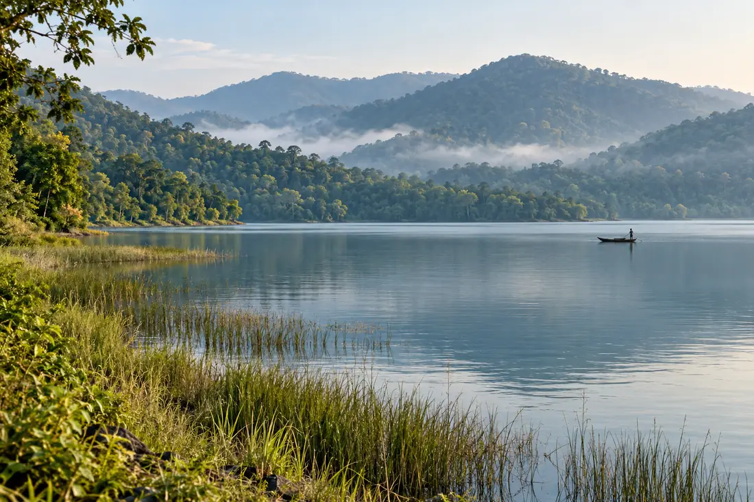 Ansupa Lake lies beneath the forested Saranda Hills near Cuttack