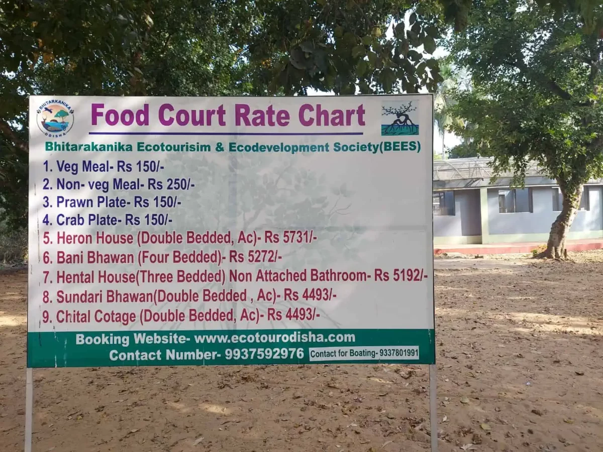 Bhitarkanika National Park rate chart