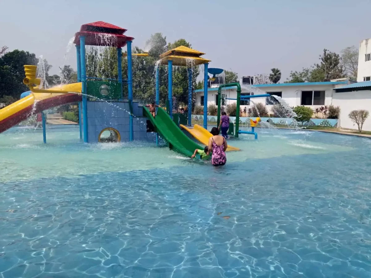 Visitors enjoying the wave pool at Ocean World Water Park