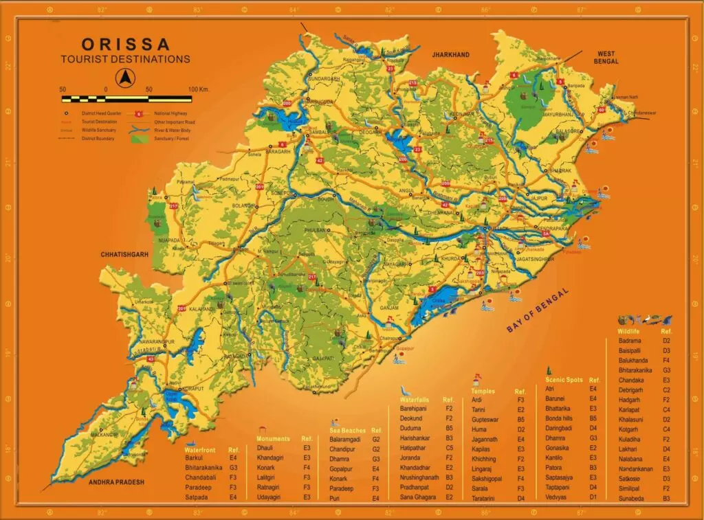Odisha Tourist Map