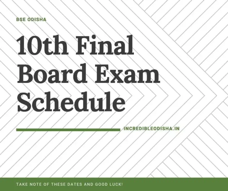 BSE Odisha 10th Board Exam Date 2023 and Timetable